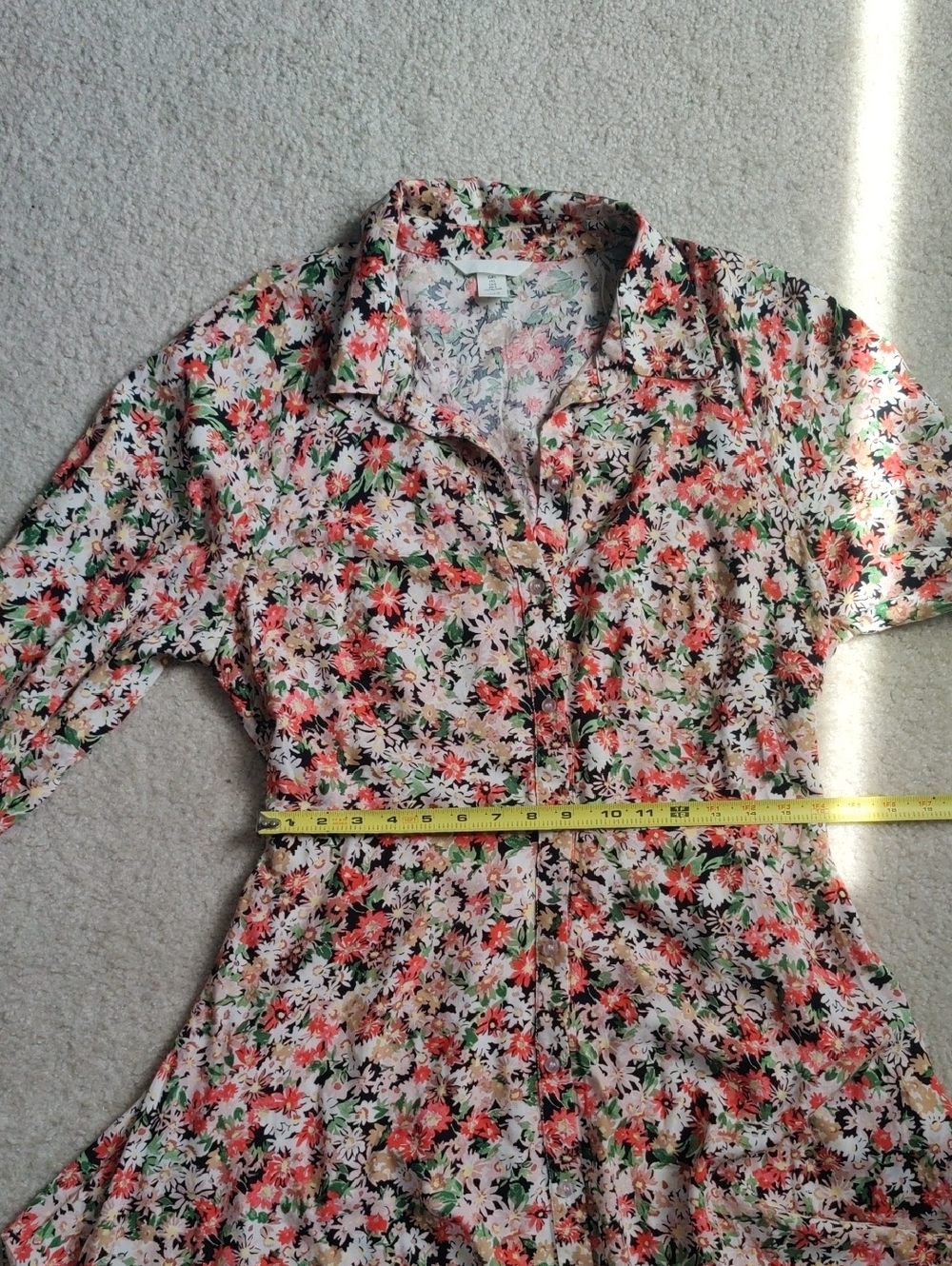H&M Floral Balloon-sleeved Button Down shirt dress Y2K Cottagecore Vintage - Picture 13 of 14